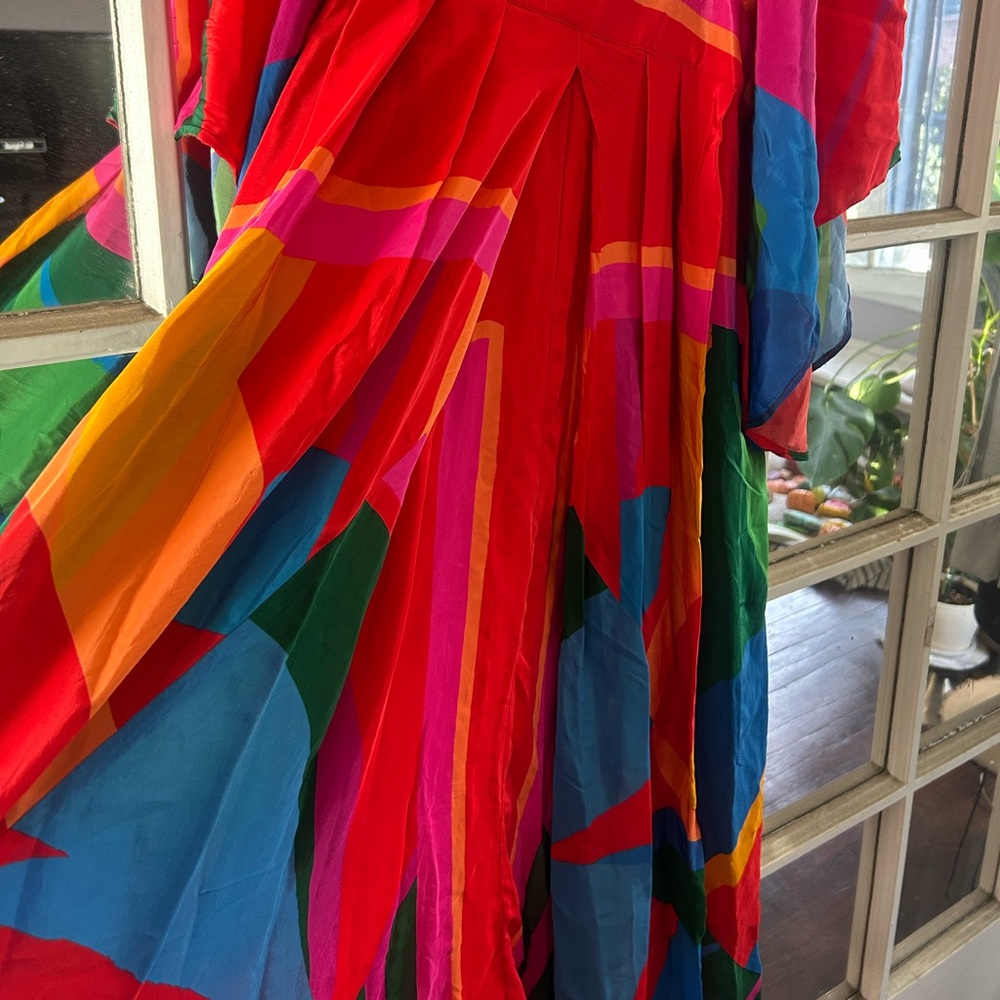 FARM Rio Multicolor Striped Maxi Dress in Red, Pink, Green, Blue, Orange - Picture 5 of 9
